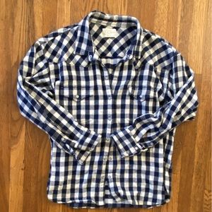 Jcrew thick flannel in navy gingham with pearl snaps size 12